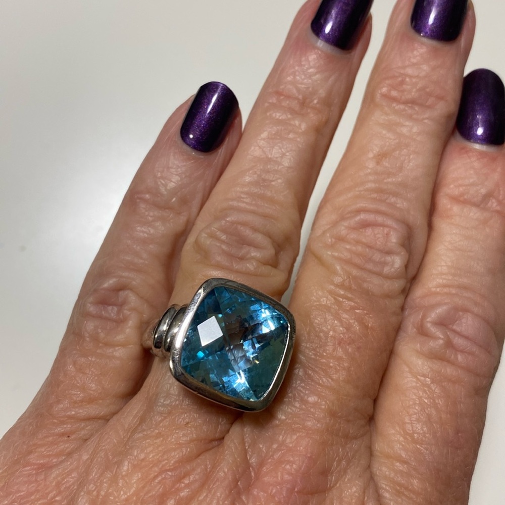 21 CT Treated B.Topaz 925 Ring w/Tag Size6-7